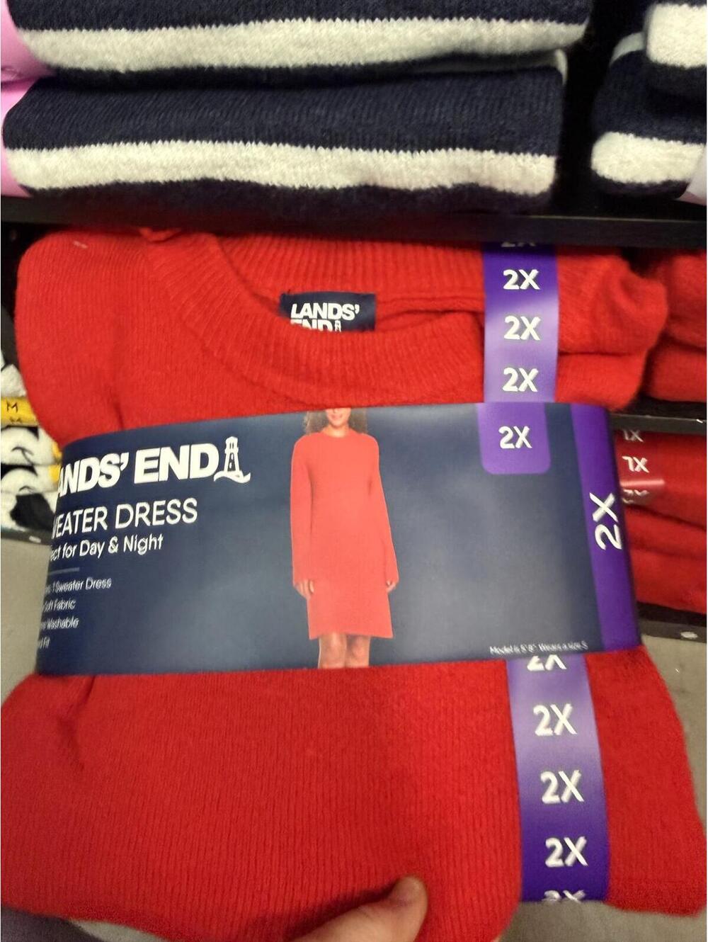 Lands End RED Sweater Dress Size 2X